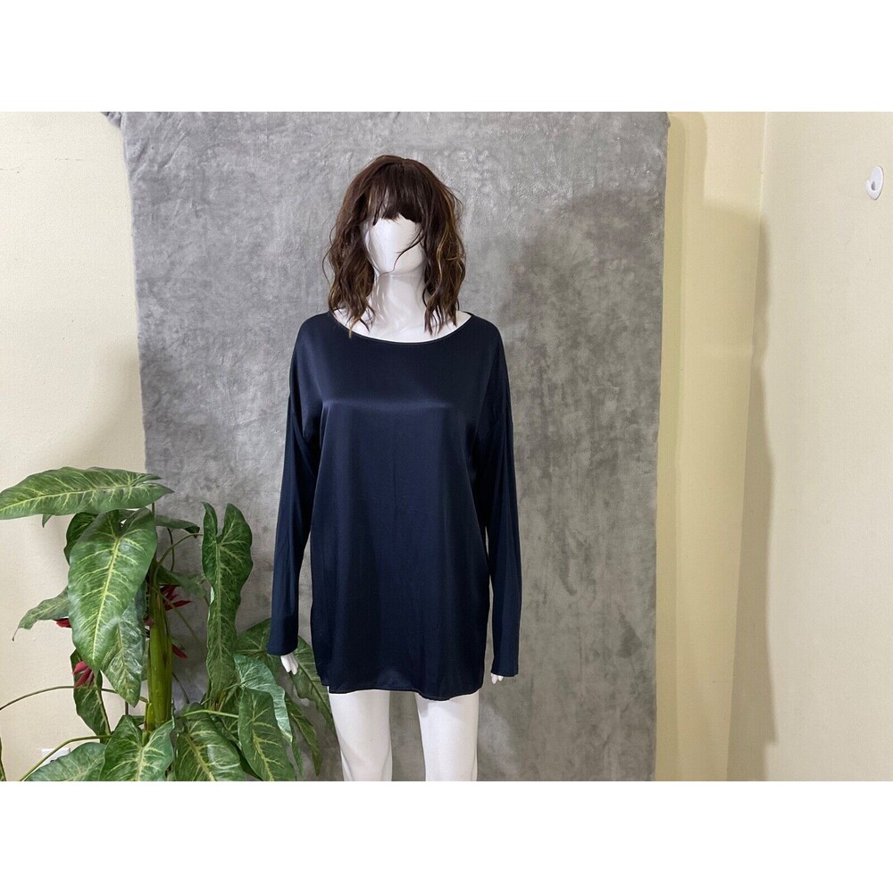 J. JILL Tunic top Satin/knit  Top Oversized Slouchy Scoop Neck size S long slev.